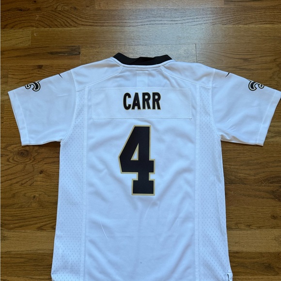 Nike Saints Carr Kids White Jersey with Black and Gold Number 4 - Picture 2 of 2